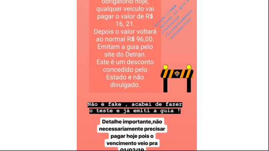 Imagem Desconto no pagamento antecipado do seguro DPVAT é fake news