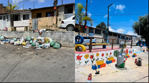 Antes e depois do antigo ponto de lixo na Chã da Jaqueira. - Foto: Walison Vieira/Ascom Alurb