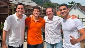 JHC em reunião com o prefeito do Rio de Janeiro, Eduardo Paes (PSD), e do Recife, João Campos (PSB) - Foto: Reprodução/Redes Sociais