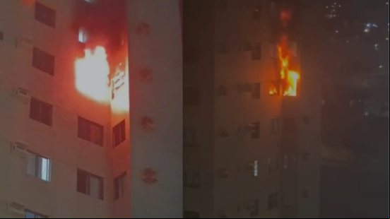 Fogo atinge apartamento no 7º andar de prédio à beira\u002Dmar, em Maceió