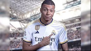 Montagem de Mbappé com a camisa do Real Madrid | Reprodução / One Football