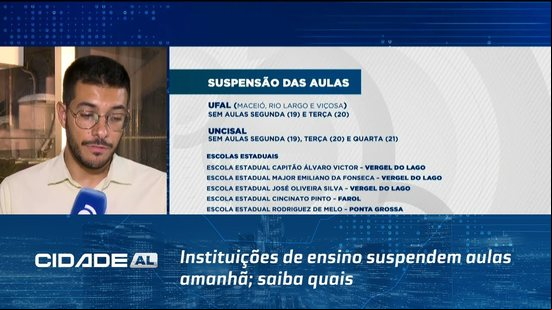 Danos Temporal: Instituições de ensino suspendem aulas amanhã; saiba quais