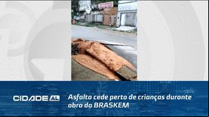 Asfalto cede perto de crianças durante obra da BRASKEM no Bom Parto e assusta moradores