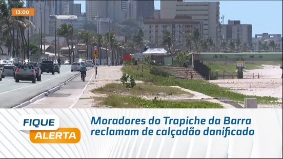 Moradores do Trapiche da Barra reclamam de calçadão danificado