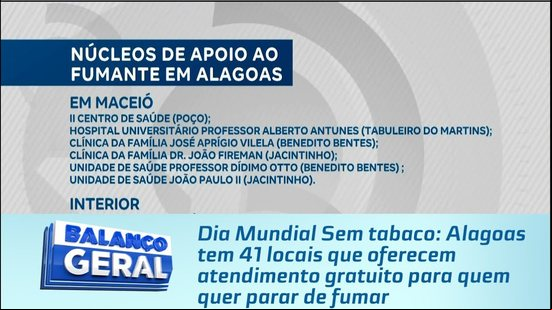 Alagoas tem 41 locais que oferecem atendimento gratuito para quem quer parar de fumar